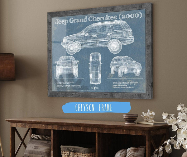 Cutler West Jeep Grand Cherokee 2000 Vintage Blueprint Auto Print