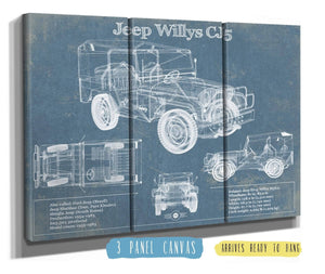 36" x 24" / 3 Panel Canvas Wrap Cutler West Jeep Willys CJ5 Army Truck Original Patent Print