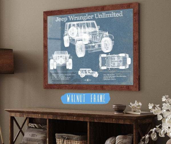 Cutler West Jeep Wrangler Unlimited Vintage Blueprint Auto Print