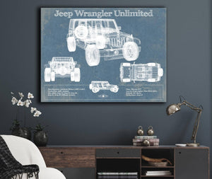 Cutler West Jeep Wrangler Unlimited Vintage Blueprint Auto Print