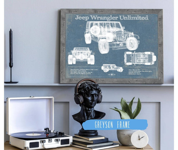 Cutler West Jeep Wrangler Unlimited Vintage Blueprint Auto Print