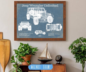 Cutler West Jeep Wrangler Unlimited Vintage Blueprint Auto Print