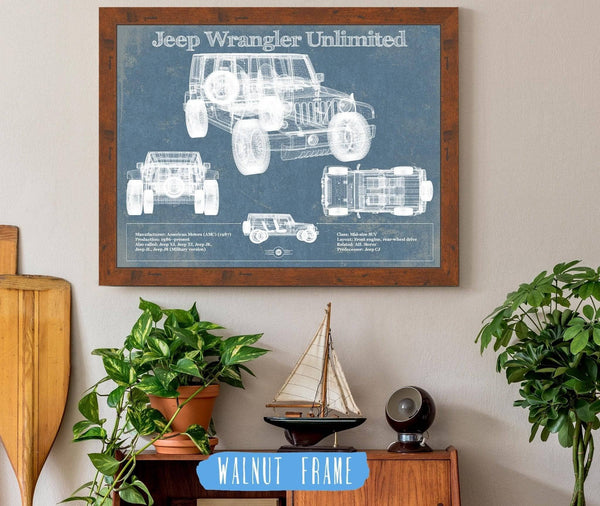 Cutler West Jeep Wrangler Unlimited Vintage Blueprint Auto Print