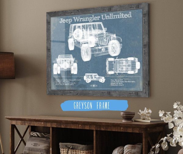 Cutler West Jeep Wrangler Unlimited Vintage Blueprint Auto Print