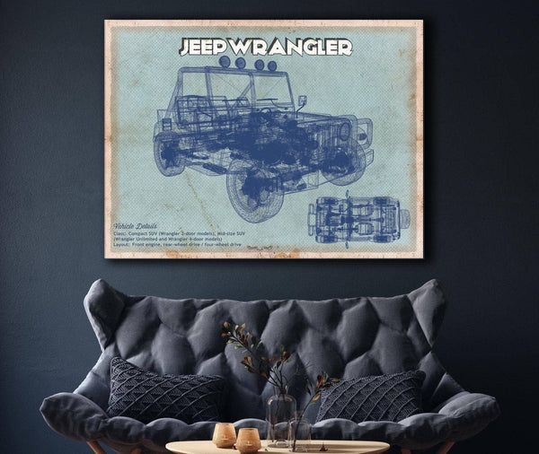 Cutler West Jeep Wrangler Vintage Blueprint Auto Print