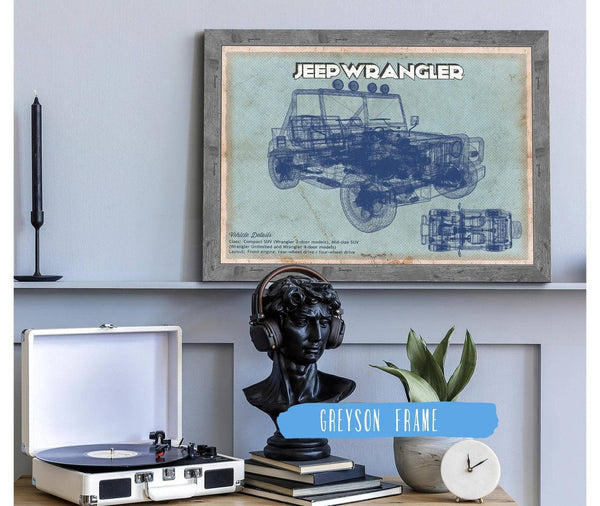 Cutler West Jeep Wrangler Vintage Blueprint Auto Print
