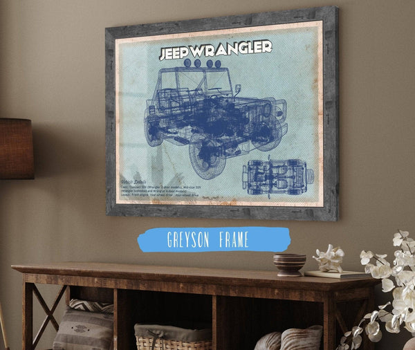 Cutler West Jeep Wrangler Vintage Blueprint Auto Print