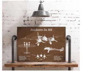 Cutler West Junkers Ju 88 WWII Combat Aircraft Vintage Blueprint Original Military Wall Art