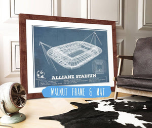 20" x 16" / Walnut Frame & Mat Cutler West Juventus Football Club Allianz Stadium Stadium Soccer Print