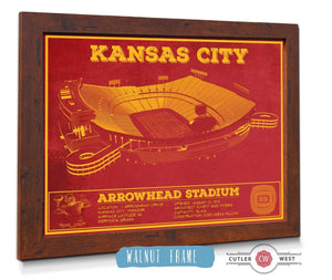 20" x 16" / Walnut Frame Cutler West Kansas City Chiefs Arrowhead Stadium Vintage Football Art Print