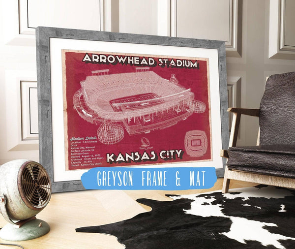 14" x 11" / Greyson Frame & Mat Cutler West Kansas City Chiefs Arrowhead Stadium Vintage Football Print