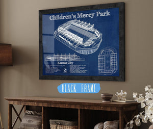 20" x 16" / Black Frame Cutler West Kansas City Children's Mercy Park Vintage Soccer MLS Print