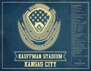 14" x 11" / Unframed Cutler West Kansas City Royals Kauffman Stadium Seating Chart - Vintage Baseball Fan Print