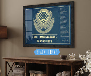 20" x 16" / Black Frame Cutler West Kansas City Royals Kauffman Stadium Seating Chart - Vintage Baseball Fan Print
