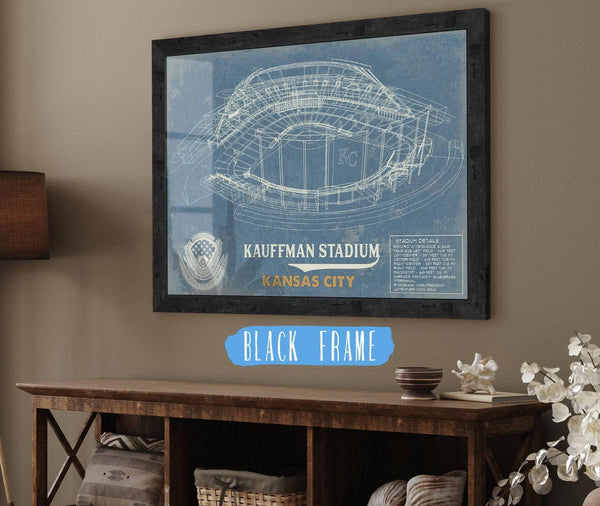 20" x 16" / Black Frame Cutler West Kansas City Royals Kauffman Stadium Vintage Baseball Print