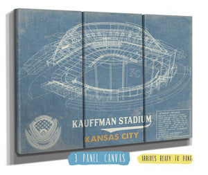 36" x 24" / 3 Panel Canvas Wrap Cutler West Kansas City Royals Kauffman Stadium Vintage Baseball Print