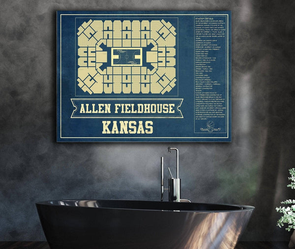Cutler West Kansas Jayhawks - Allen Fieldhouse Seating Chart - College Basketball Blueprint Art