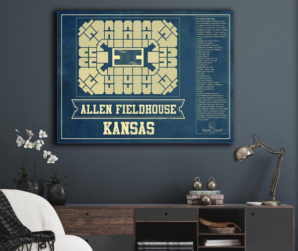Cutler West Kansas Jayhawks - Allen Fieldhouse Seating Chart - College Basketball Blueprint Art