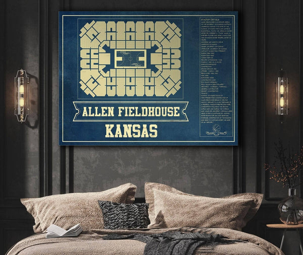 Cutler West Kansas Jayhawks - Allen Fieldhouse Seating Chart - College Basketball Blueprint Art