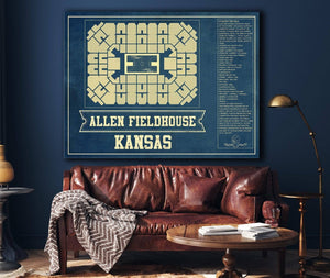 Cutler West Kansas Jayhawks - Allen Fieldhouse Seating Chart - College Basketball Blueprint Art