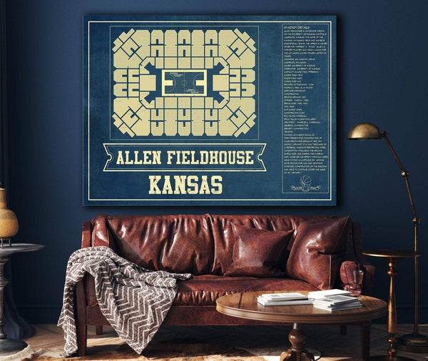 Cutler West Kansas Jayhawks - Allen Fieldhouse Seating Chart - College Basketball Blueprint Art