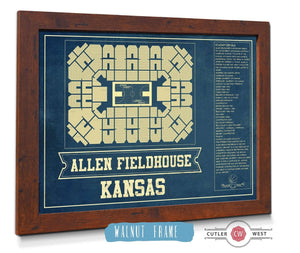 Cutler West Kansas Jayhawks - Allen Fieldhouse Seating Chart - College Basketball Blueprint Art