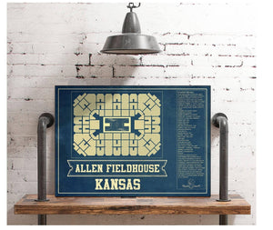 Cutler West Kansas Jayhawks - Allen Fieldhouse Seating Chart - College Basketball Blueprint Art