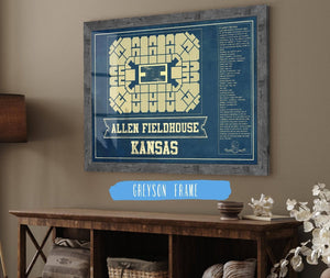 Cutler West Kansas Jayhawks - Allen Fieldhouse Seating Chart - College Basketball Blueprint Art