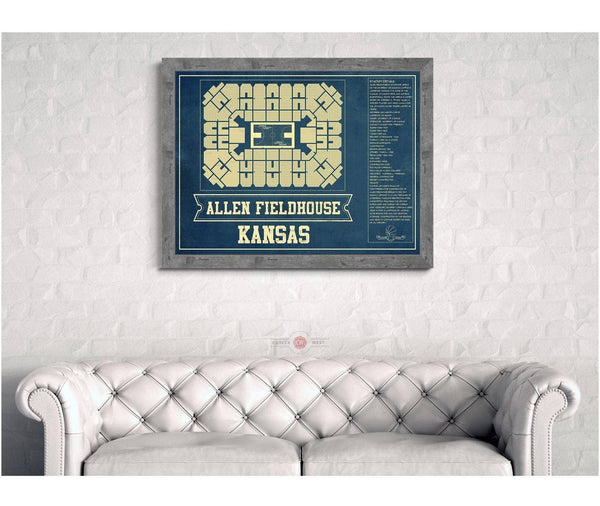 Cutler West Kansas Jayhawks - Allen Fieldhouse Seating Chart - College Basketball Blueprint Art