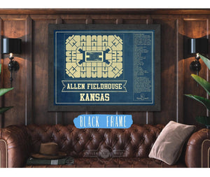 Cutler West Kansas Jayhawks - Allen Fieldhouse Seating Chart - College Basketball Blueprint Art