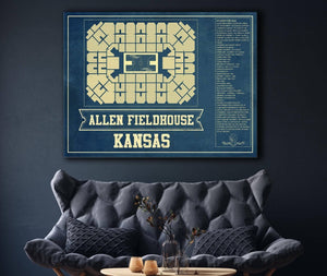 Cutler West Kansas Jayhawks - Allen Fieldhouse Seating Chart - College Basketball Blueprint Art