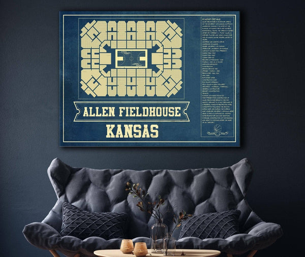 Cutler West Kansas Jayhawks - Allen Fieldhouse Seating Chart - College Basketball Blueprint Art