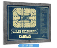 Cutler West Basketball Collection 14" x 11" / Greyson Frame Kansas Jayhawks - Allen Fieldhouse Seating Chart - College Basketball Blueprint Art 662070564_83697