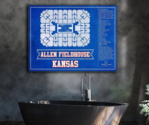 Cutler West Kansas Jayhawks - Allen Fieldhouse Seating Chart - College Basketball Blueprint Team Color Art