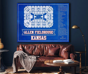Cutler West Kansas Jayhawks - Allen Fieldhouse Seating Chart - College Basketball Blueprint Team Color Art