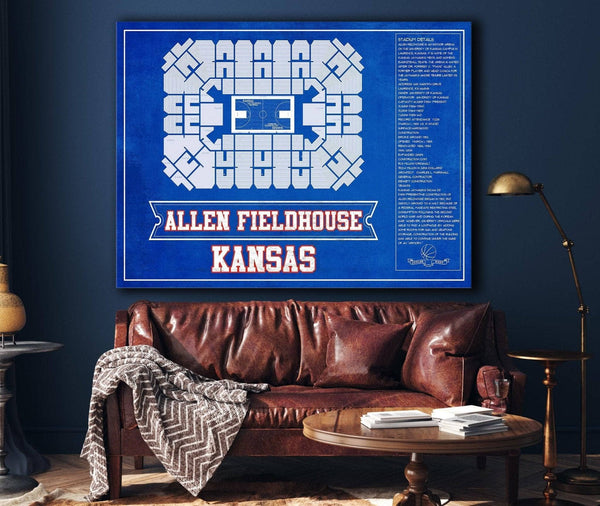 Cutler West Kansas Jayhawks - Allen Fieldhouse Seating Chart - College Basketball Blueprint Team Color Art