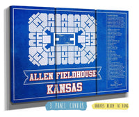 Cutler West Basketball Collection 48" x 32" / 3 Panel Canvas Wrap Kansas Jayhawks - Allen Fieldhouse Seating Chart - College Basketball Blueprint Team Color Art 662070564-TEAM_82090