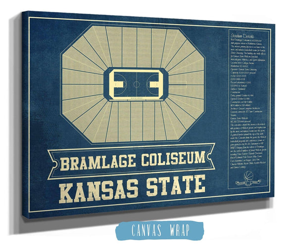 Cutler West Kansas State Wildcats -Bramlage Coliseum Seating Chart - College Basketball Blueprint Art