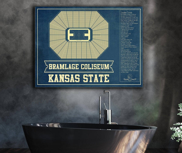 Cutler West Kansas State Wildcats -Bramlage Coliseum Seating Chart - College Basketball Blueprint Art