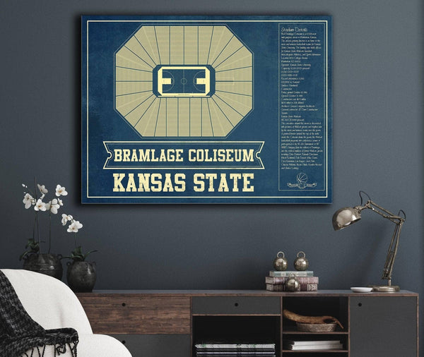 Cutler West Kansas State Wildcats -Bramlage Coliseum Seating Chart - College Basketball Blueprint Art