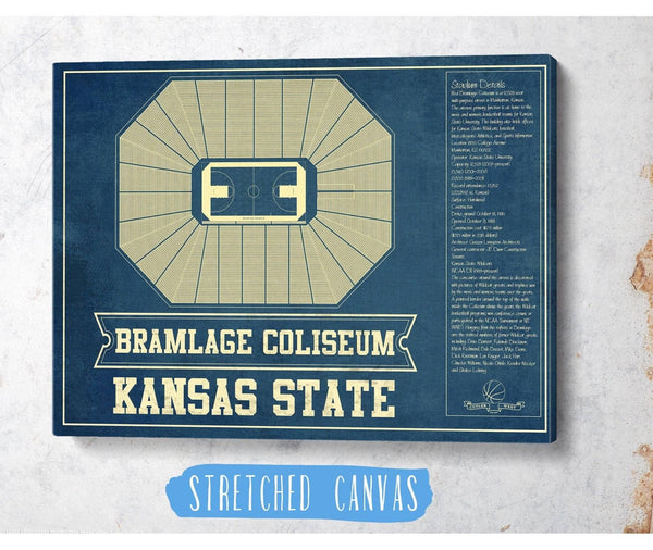Cutler West Kansas State Wildcats -Bramlage Coliseum Seating Chart - College Basketball Blueprint Art
