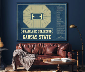 Cutler West Kansas State Wildcats -Bramlage Coliseum Seating Chart - College Basketball Blueprint Art