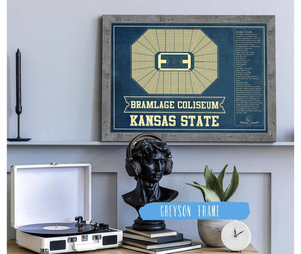 Cutler West Kansas State Wildcats -Bramlage Coliseum Seating Chart - College Basketball Blueprint Art