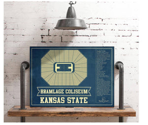 Cutler West Kansas State Wildcats -Bramlage Coliseum Seating Chart - College Basketball Blueprint Art