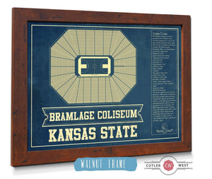 Cutler West Kansas State Wildcats -Bramlage Coliseum Seating Chart - College Basketball Blueprint Art