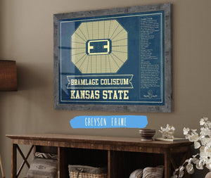 Cutler West Kansas State Wildcats -Bramlage Coliseum Seating Chart - College Basketball Blueprint Art