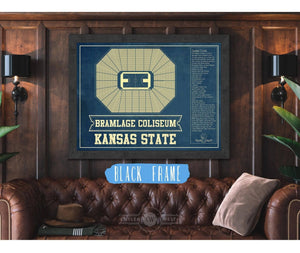 Cutler West Kansas State Wildcats -Bramlage Coliseum Seating Chart - College Basketball Blueprint Art