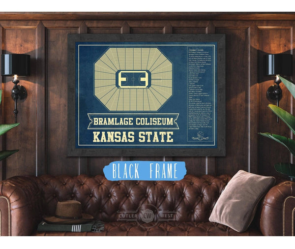 Cutler West Kansas State Wildcats -Bramlage Coliseum Seating Chart - College Basketball Blueprint Art