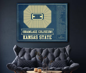 Cutler West Kansas State Wildcats -Bramlage Coliseum Seating Chart - College Basketball Blueprint Art