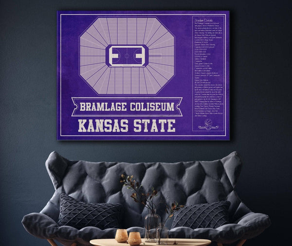 Cutler West Kansas State Wildcats -Bramlage Coliseum Seating Chart - College Basketball Team Color Art